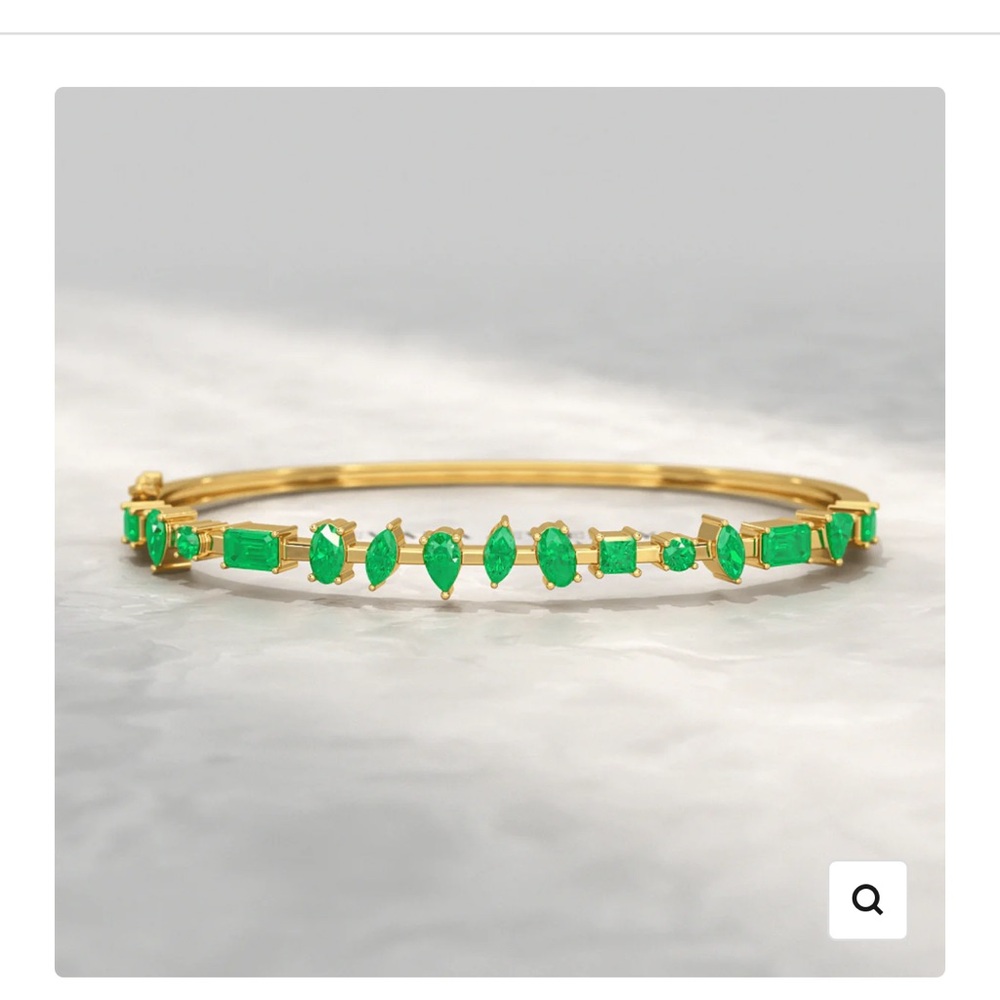 3.25 Carats Lab Grown Emerald Minimalist Cuff Bangle Bracelet 6in offers welcome